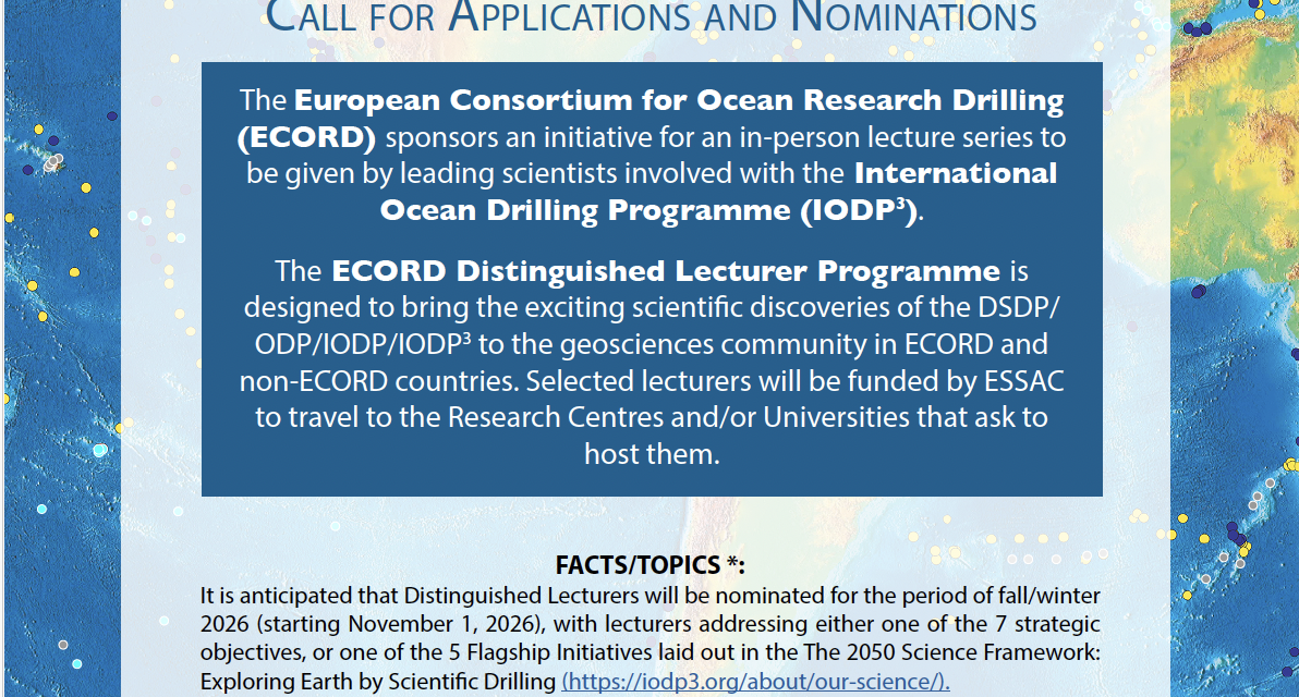 Call for Applications – ECORD Distinguished Lecturer Programme 2026